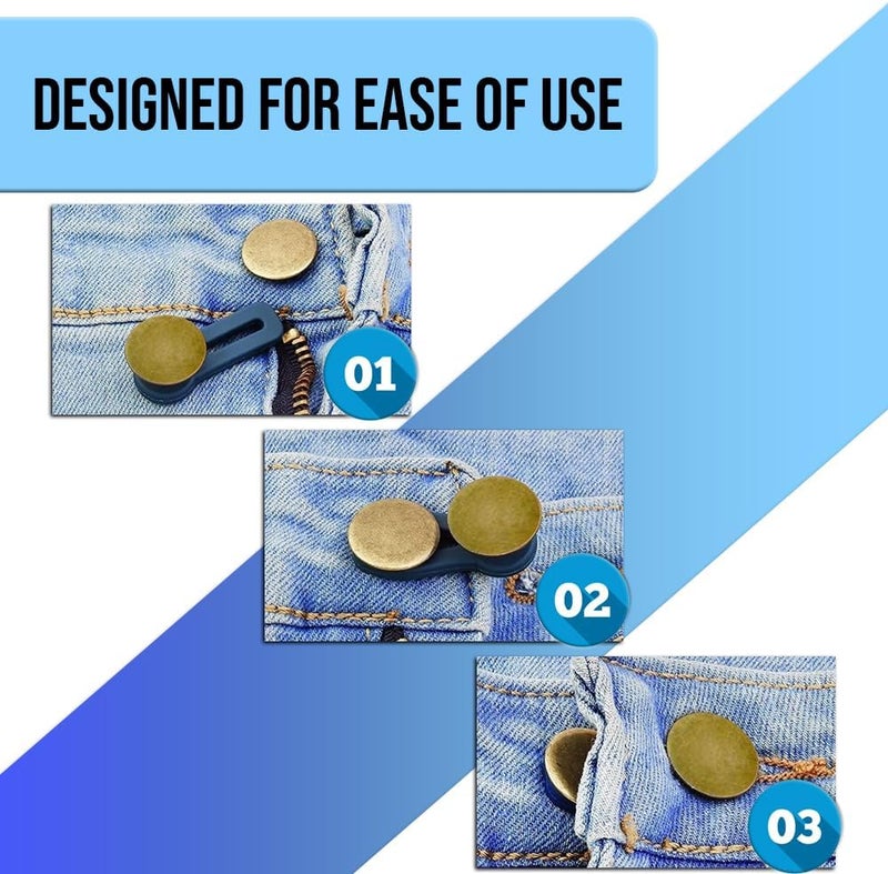 Mobi Lock 6 Pcs Jeans Button Extender Set - Flexible Waist Extenders - Instant Waistband Expansion for Men and Women - by - Image 3